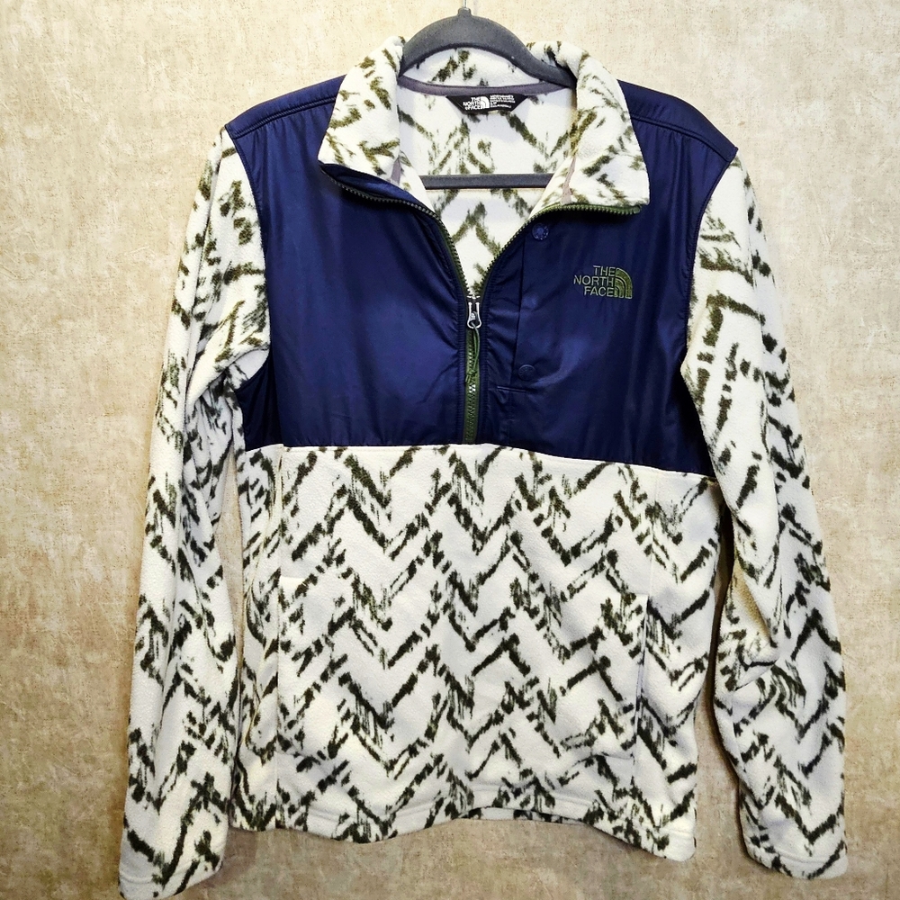 The North Face Tundra Fleece Pullover Navy/Forest Green - Picture 2 of 6